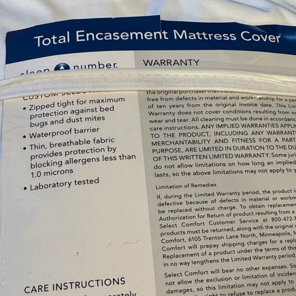 Sleep number total encasrment Mattress Encasement Cover - Picture 2 of 3